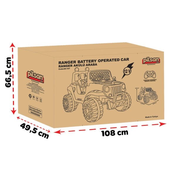 Ranger 12V Akülü Uzaktan Kumandalı Araba Metalik Mavi (05-107)