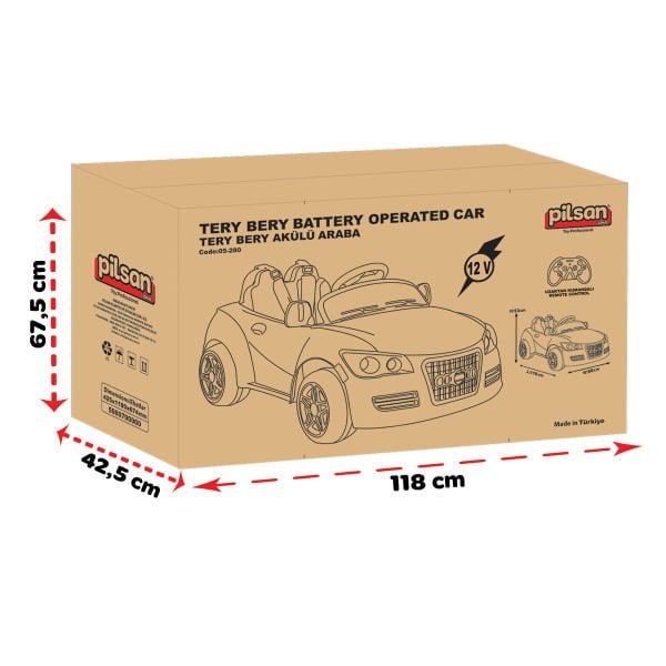 Tery Bery 12V Uzaktan Kumandalı Akülü Araba 05 280 kırmızı