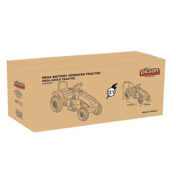 Mega Traktör 12V Akülü Kırmızı (05-276)