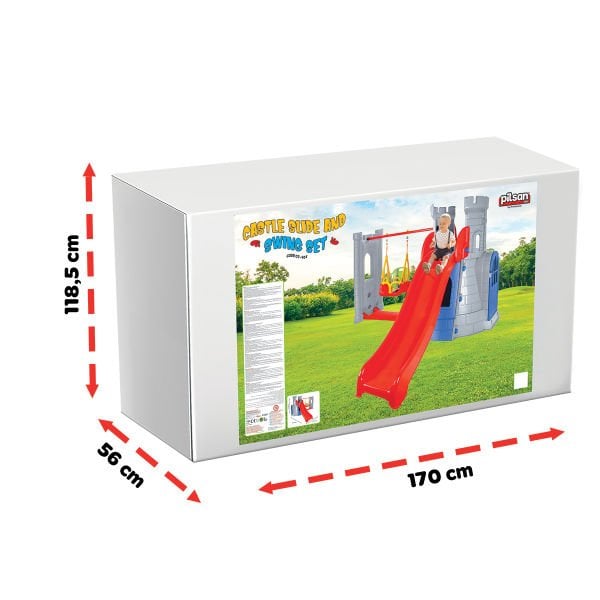 Kale Kaydırak Ve Salıncak Seti Gri 07-961)