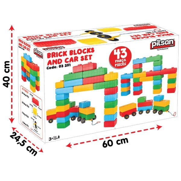 Tuğla Blok Ve Araba Seti (43 Parça)