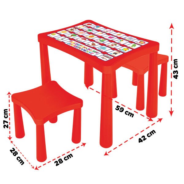 Story İki Tabureli Masa Kırmızı (03-493)